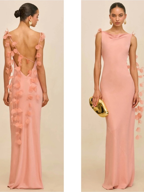 cult gaia Dresses & Skirts - CULT GAIA Nymeria Silk Organza Flower Petal Beaded Cowl Neck Maxi Dress Size M